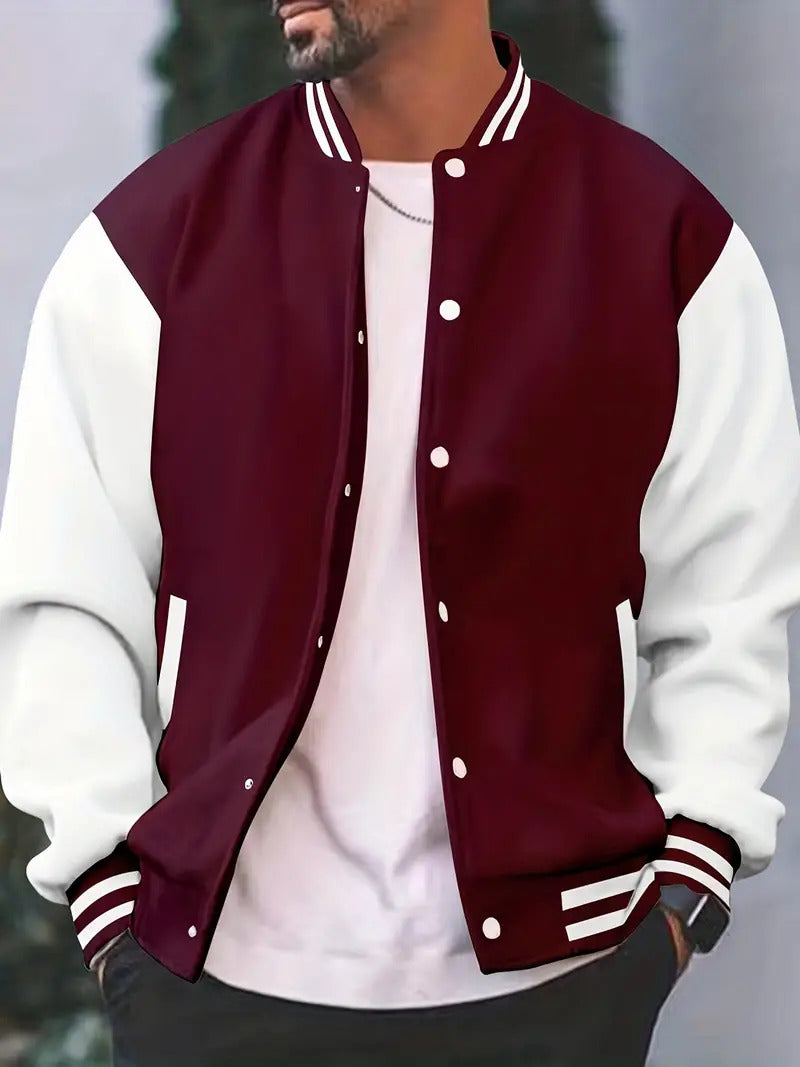 Chaqueta estilo béisbol tipo bomber para hombre: estilo casual para otoño
