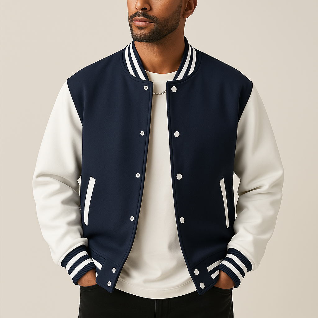 Chaqueta estilo béisbol tipo bomber para hombre: estilo casual para otoño