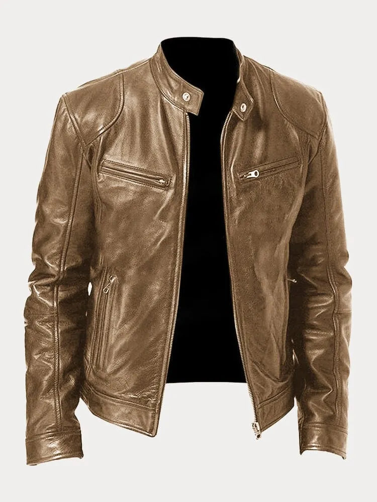 Chaqueta estilo motero entallada para hombre