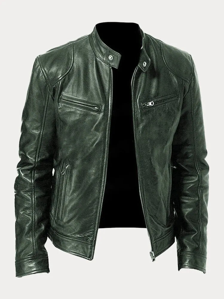 Chaqueta estilo motero entallada para hombre