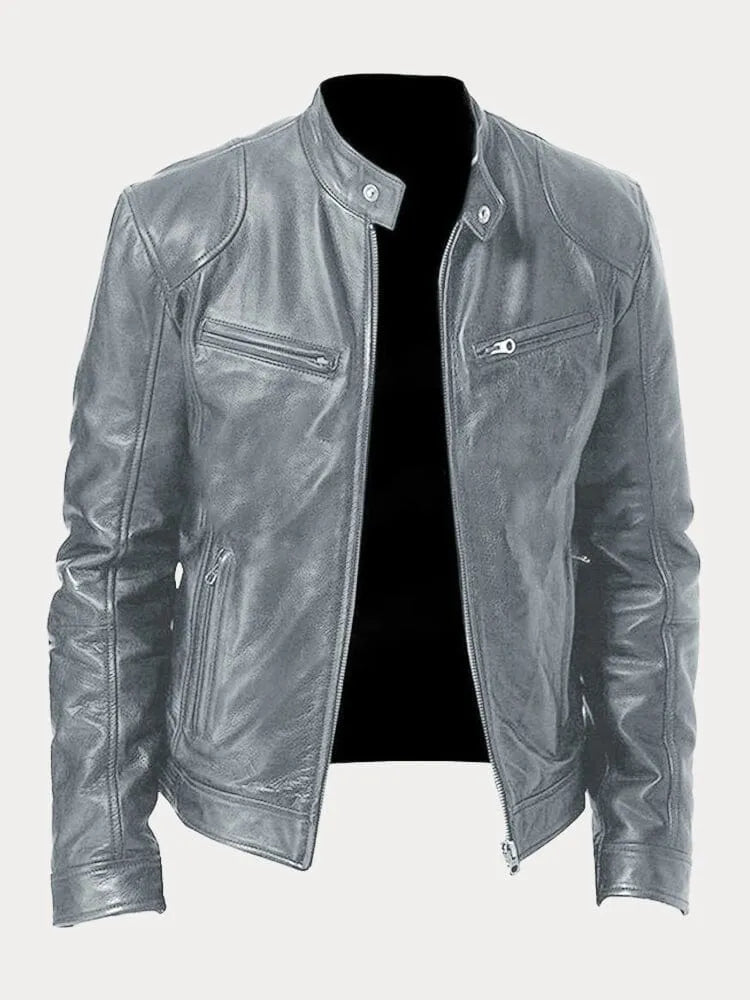 Chaqueta estilo motero entallada para hombre