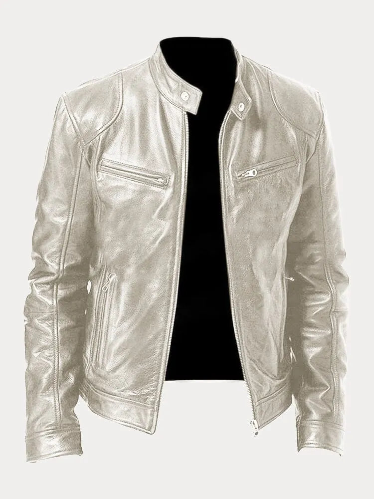 Chaqueta estilo motero entallada para hombre