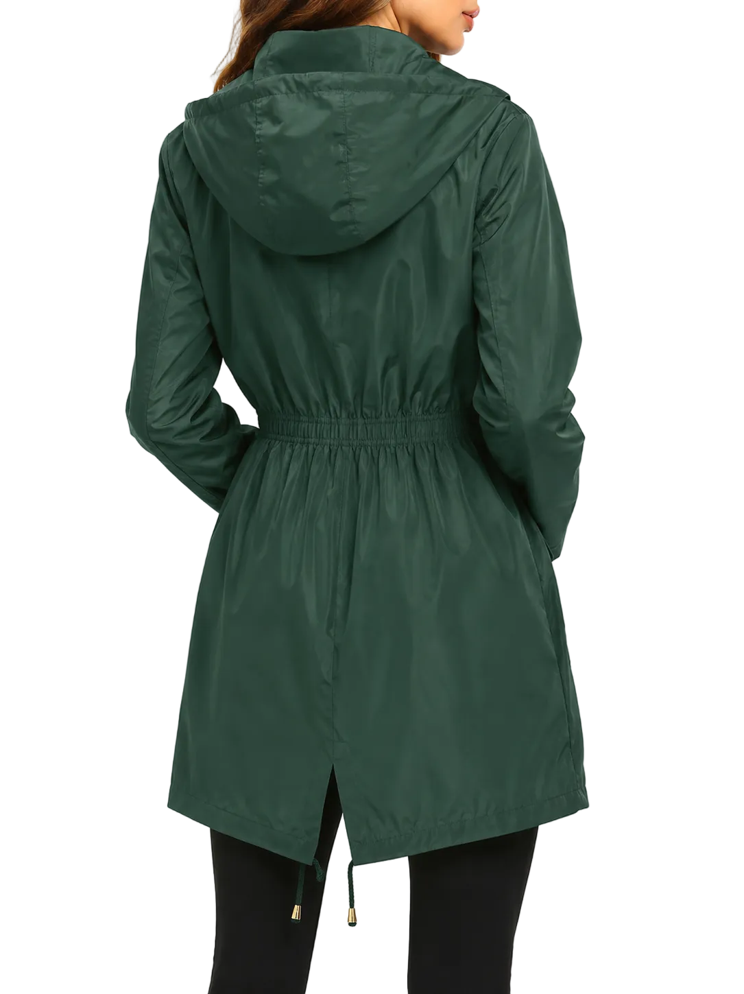 Chaqueta impermeable larga para mujer con capucha: resistente a la intemperie y funcional