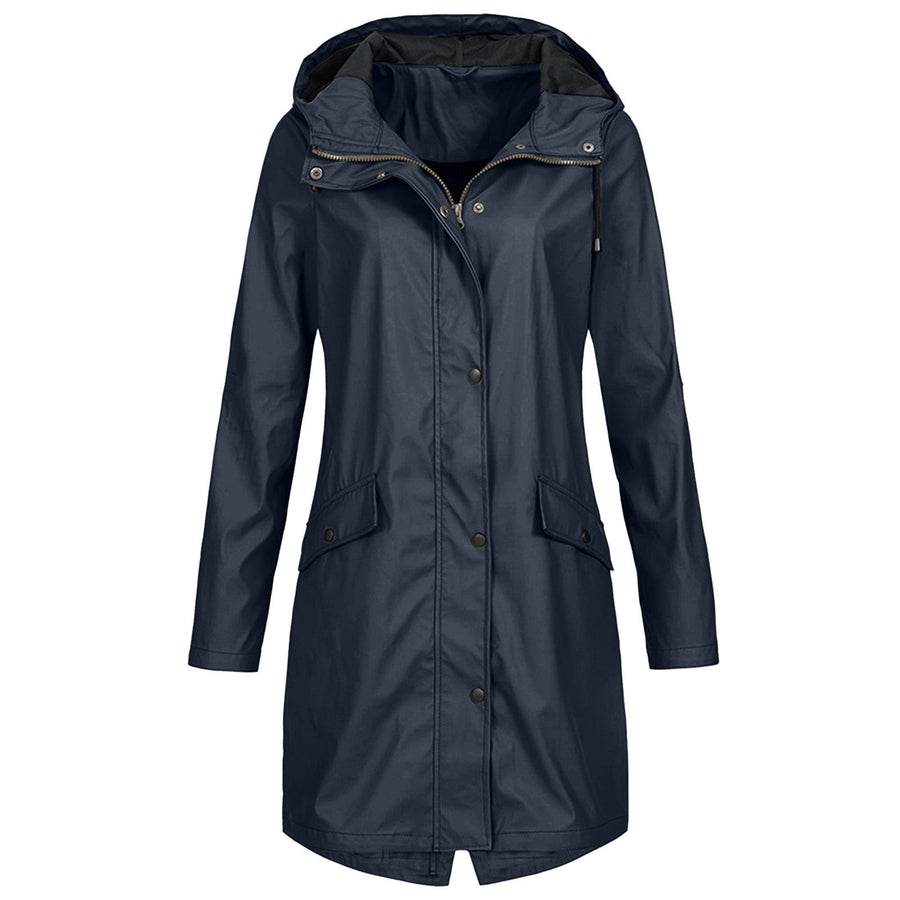 Chaqueta impermeable para lluvia con capucha ajustable para mujer