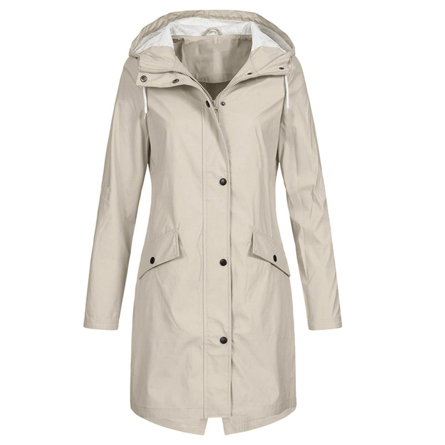 Chaqueta impermeable para lluvia con capucha ajustable para mujer