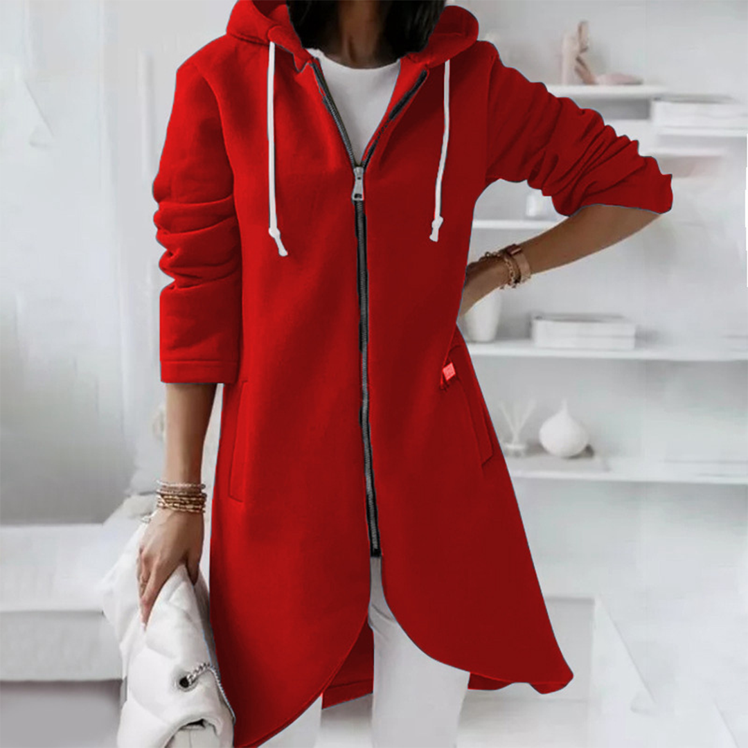Chaqueta larga con capucha para mujer