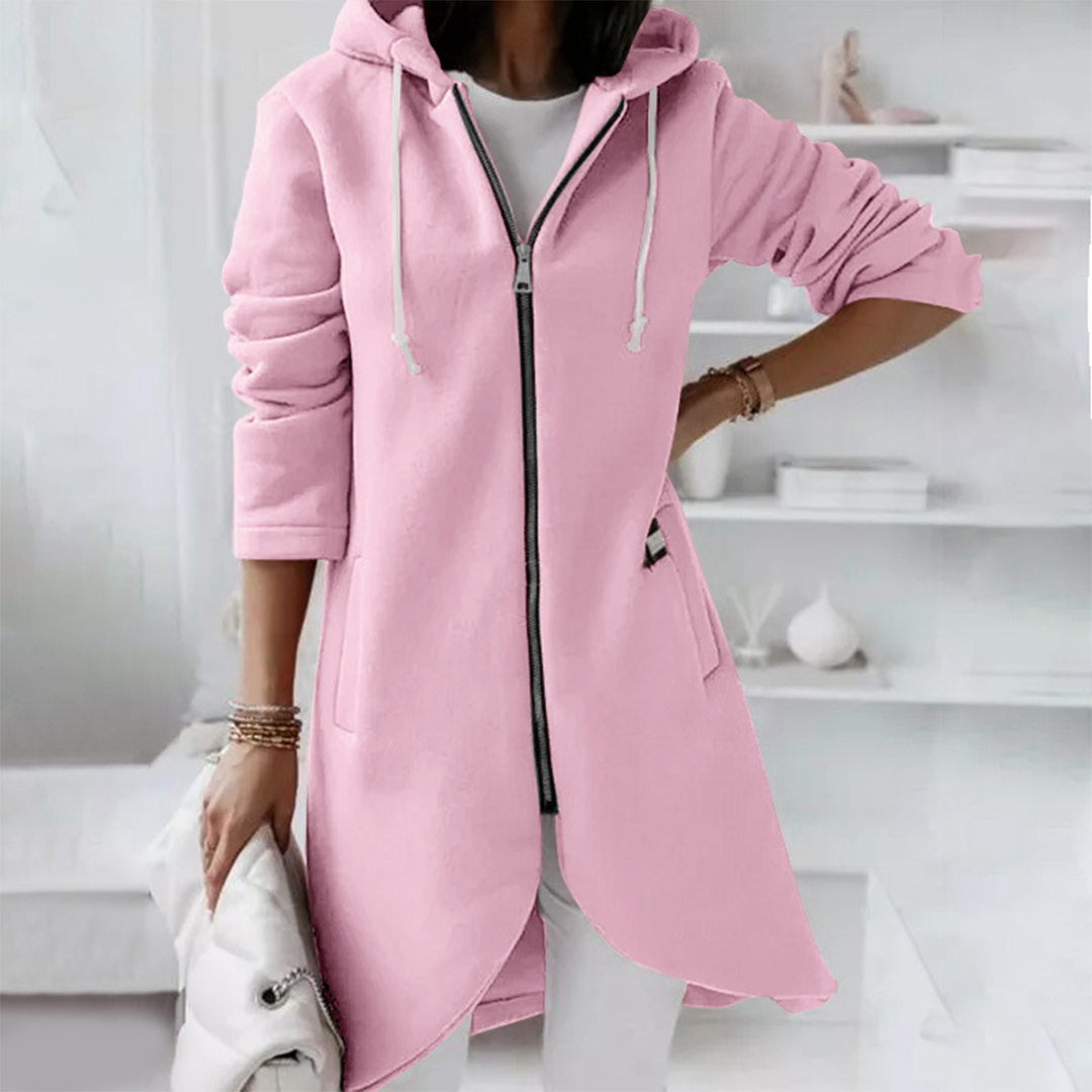 Chaqueta larga con capucha para mujer