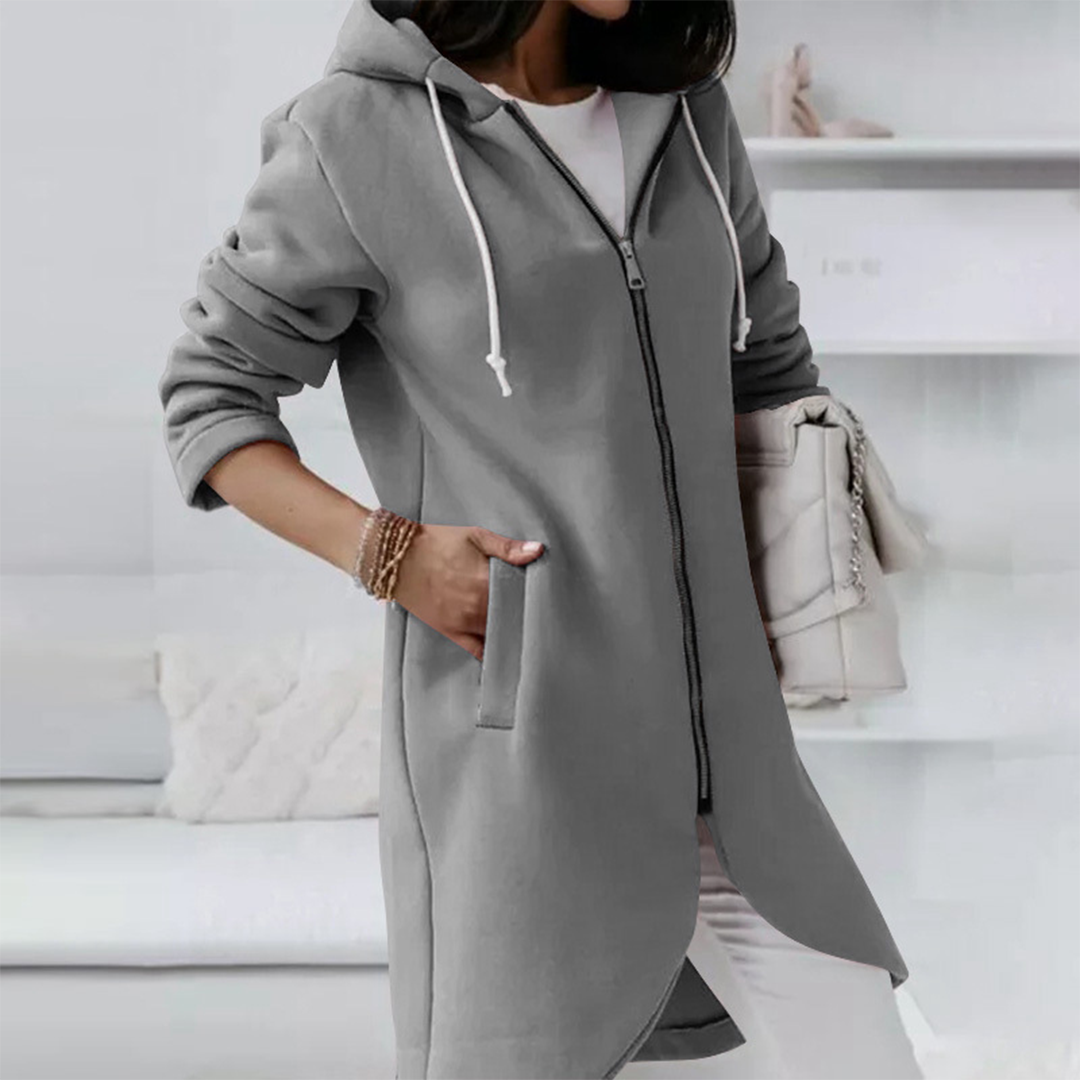 Chaqueta larga con capucha para mujer