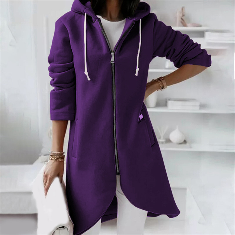 Chaqueta larga con capucha para mujer