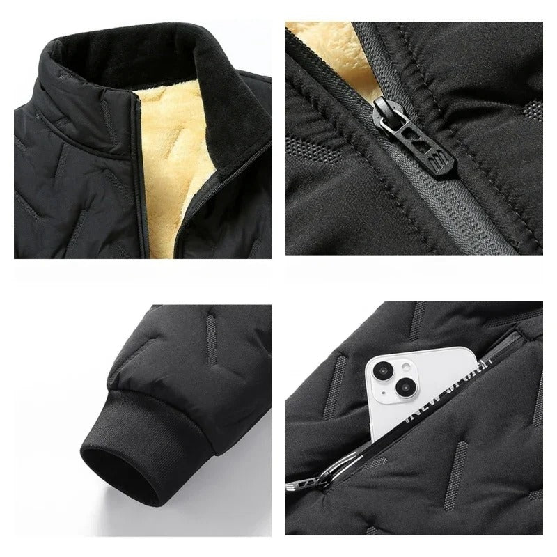 Chaqueta para hombre acolchada con forro de imitación de piel de cordero
