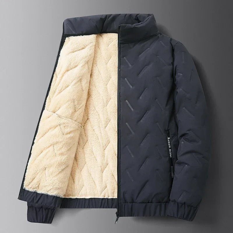 Chaqueta para hombre acolchada con forro de imitación de piel de cordero