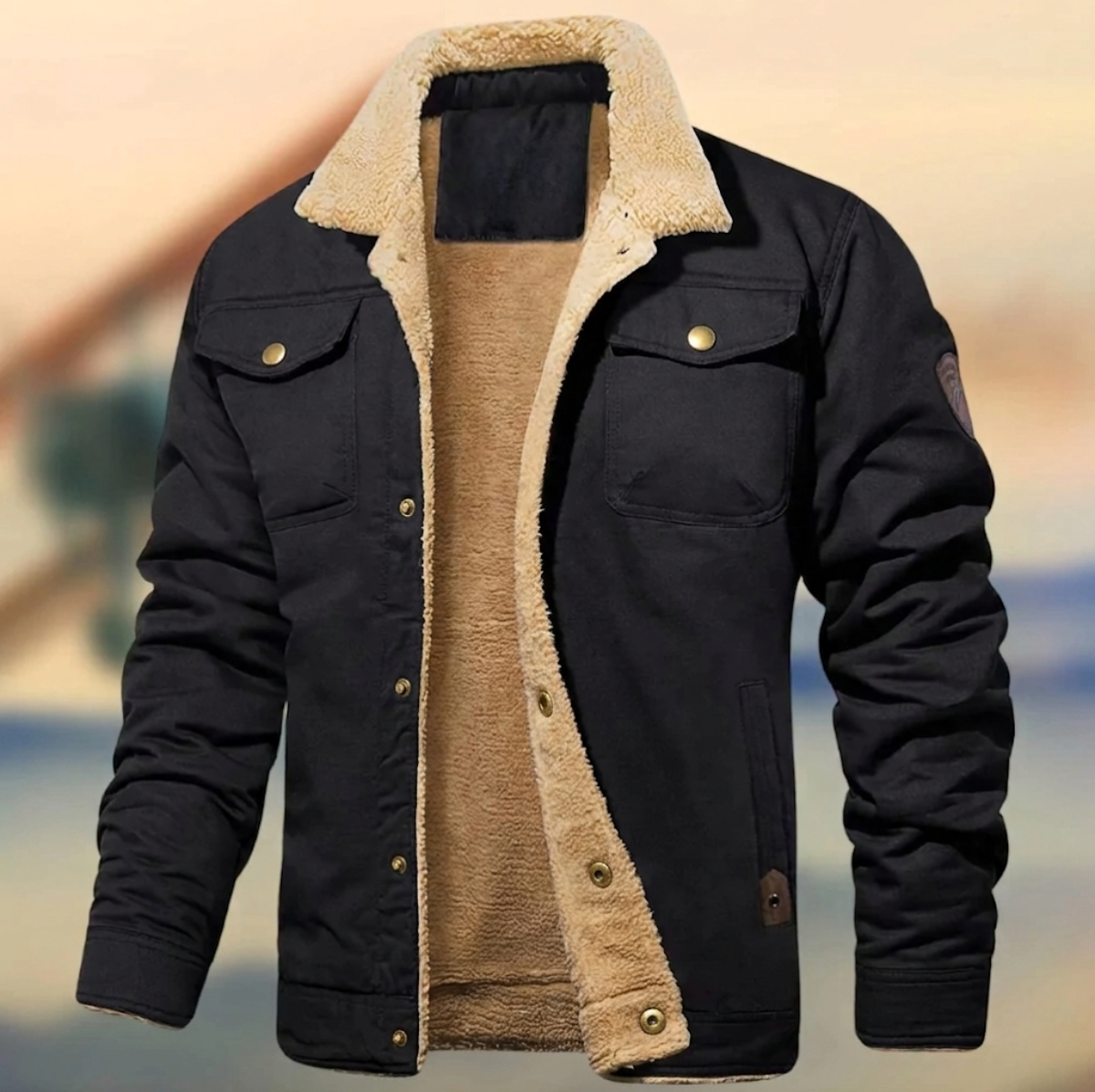 Chaqueta para Hombre con Botones y Cuello Sherpa
