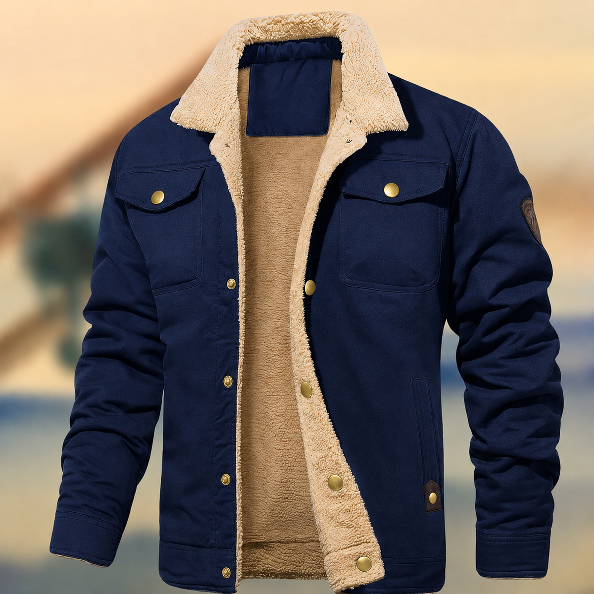 Chaqueta para Hombre con Botones y Cuello Sherpa