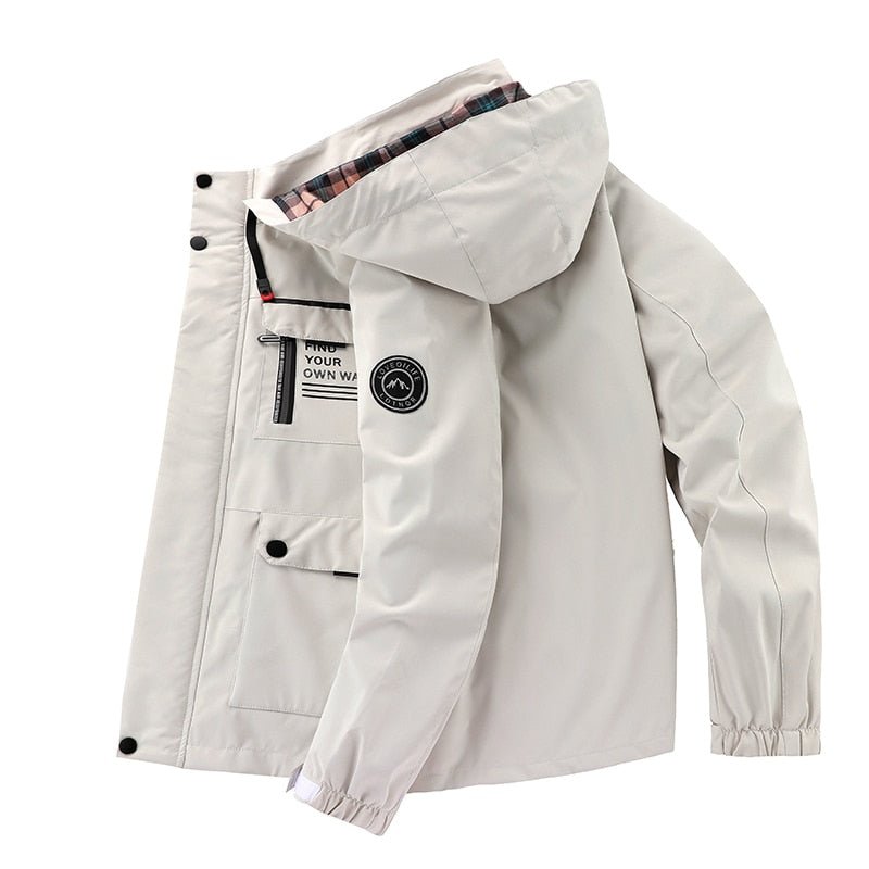 Chaqueta para hombre impermeable y cortavientos | Capucha extraíble