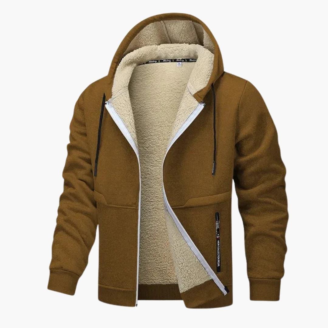 Chaqueta polar para hombre con cremallera y manga larga