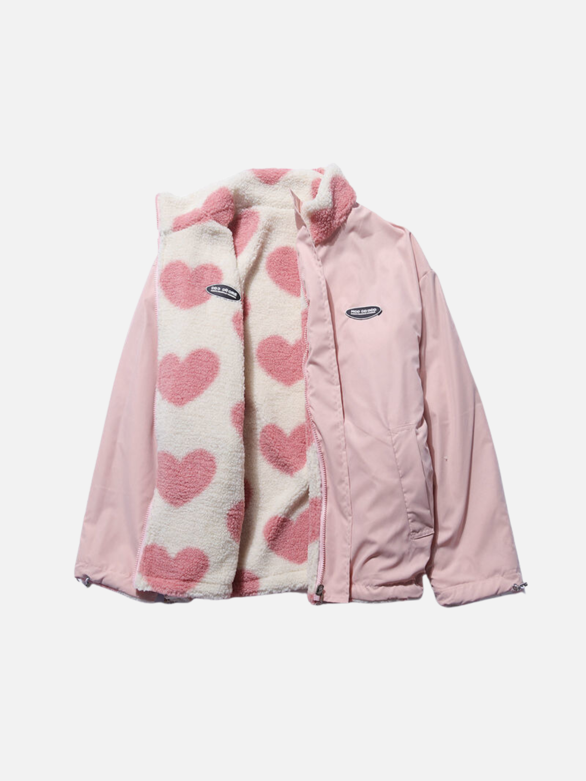 Chaqueta reversible con estampado de corazones