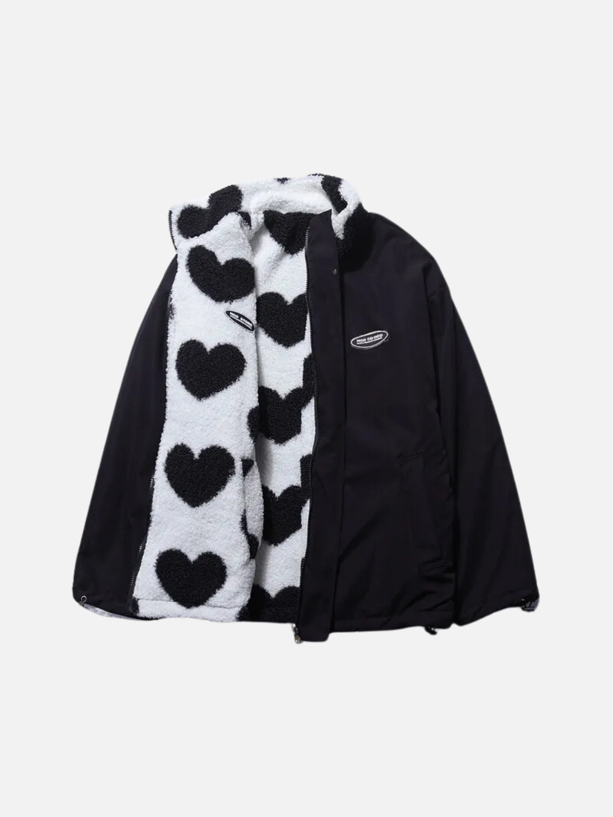 Chaqueta reversible con estampado de corazones