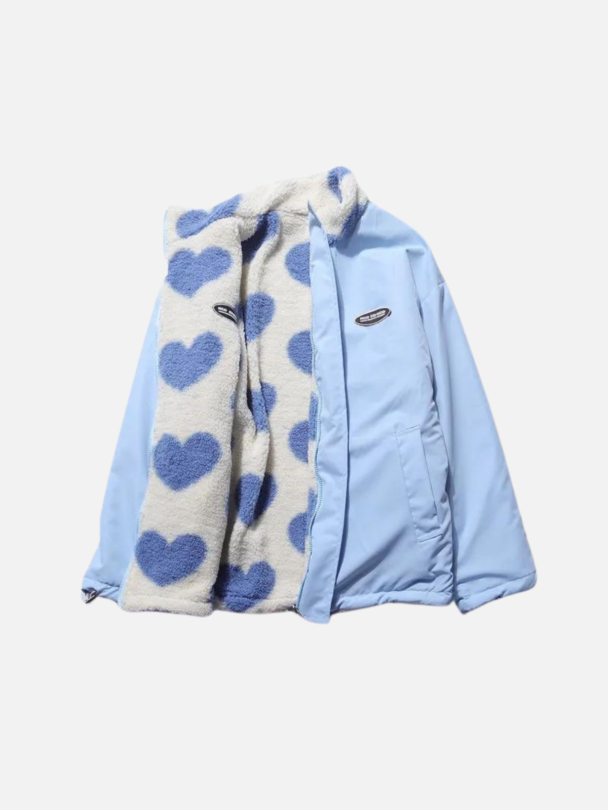 Chaqueta reversible con estampado de corazones