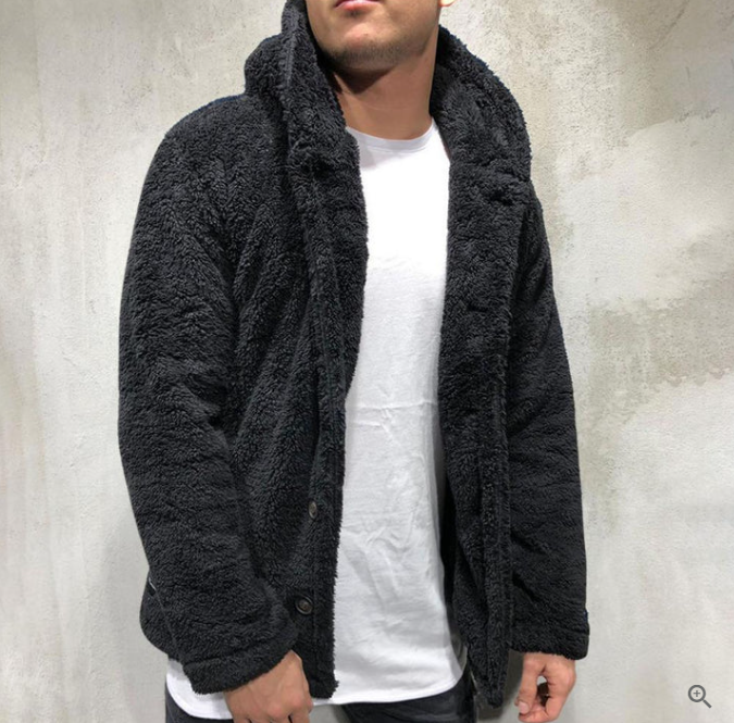 Chaqueta sherpa con capucha para hombre