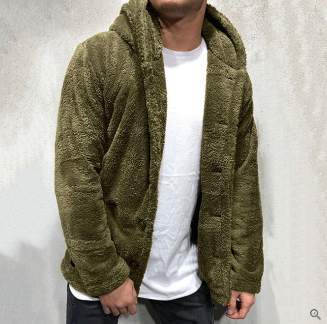 Chaqueta sherpa con capucha para hombre