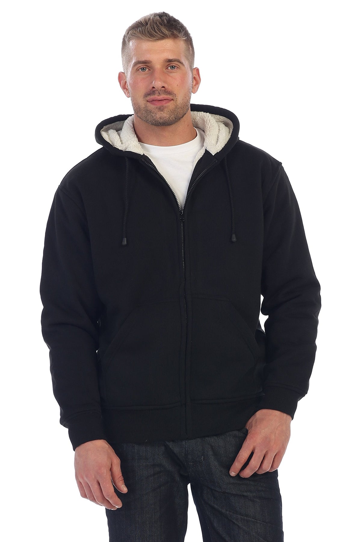 Chaquetas de invierno para hombre con capucha y forro de lana de oveja