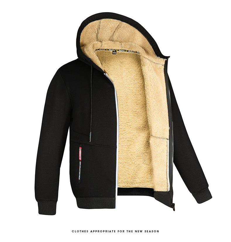 Chaquetas de invierno para hombre con capucha y forro de lana de oveja