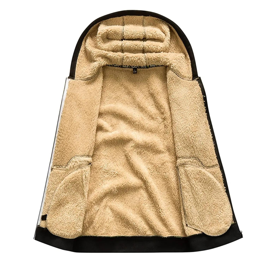 Chaquetas de invierno para hombre con capucha y forro de lana de oveja