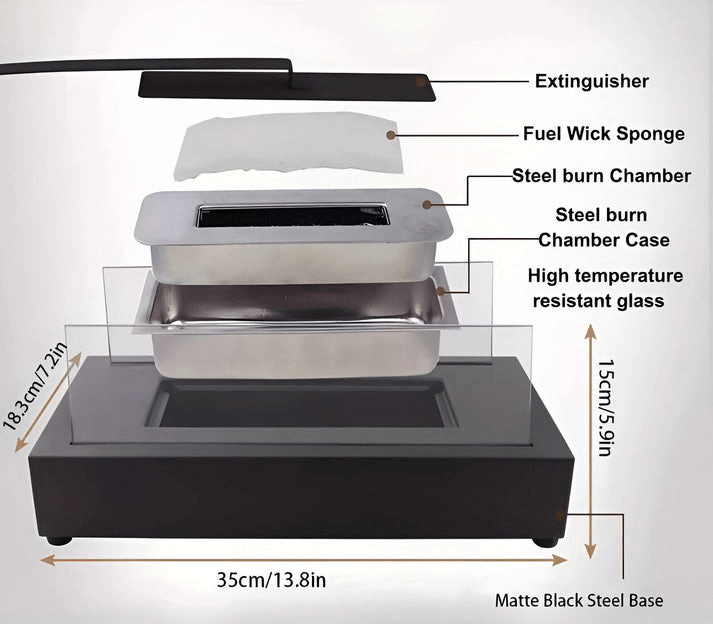 Chimenea moderna de mesa de bioetanol