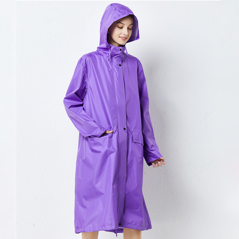 Chubasquero largo e impermeable con capucha para mujer