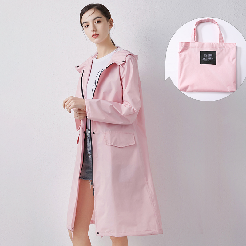 Chubasquero largo e impermeable con capucha para mujer