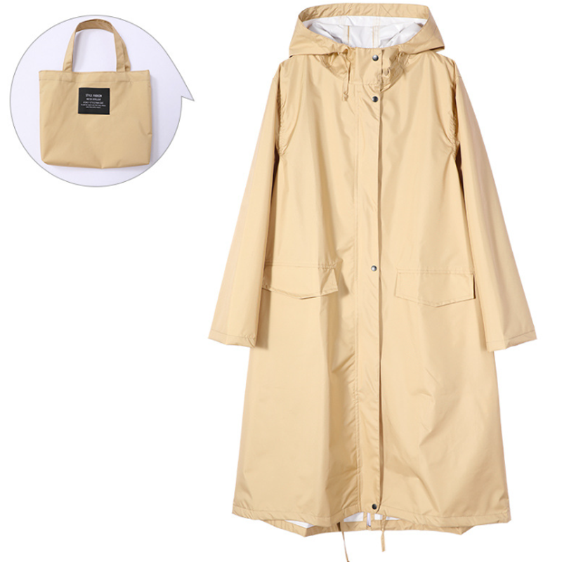 Chubasquero largo e impermeable con capucha para mujer