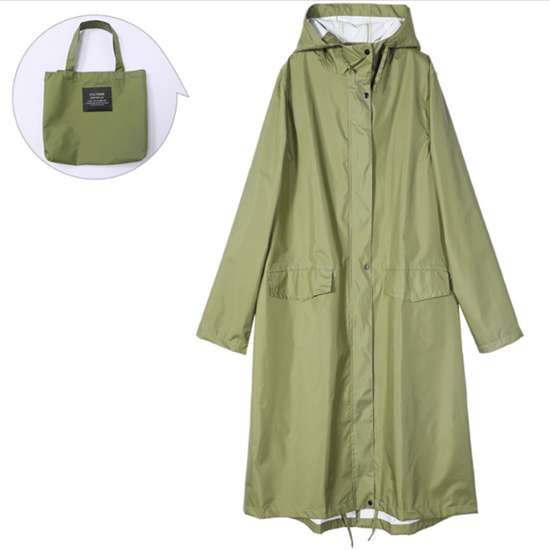 Chubasquero largo e impermeable con capucha para mujer