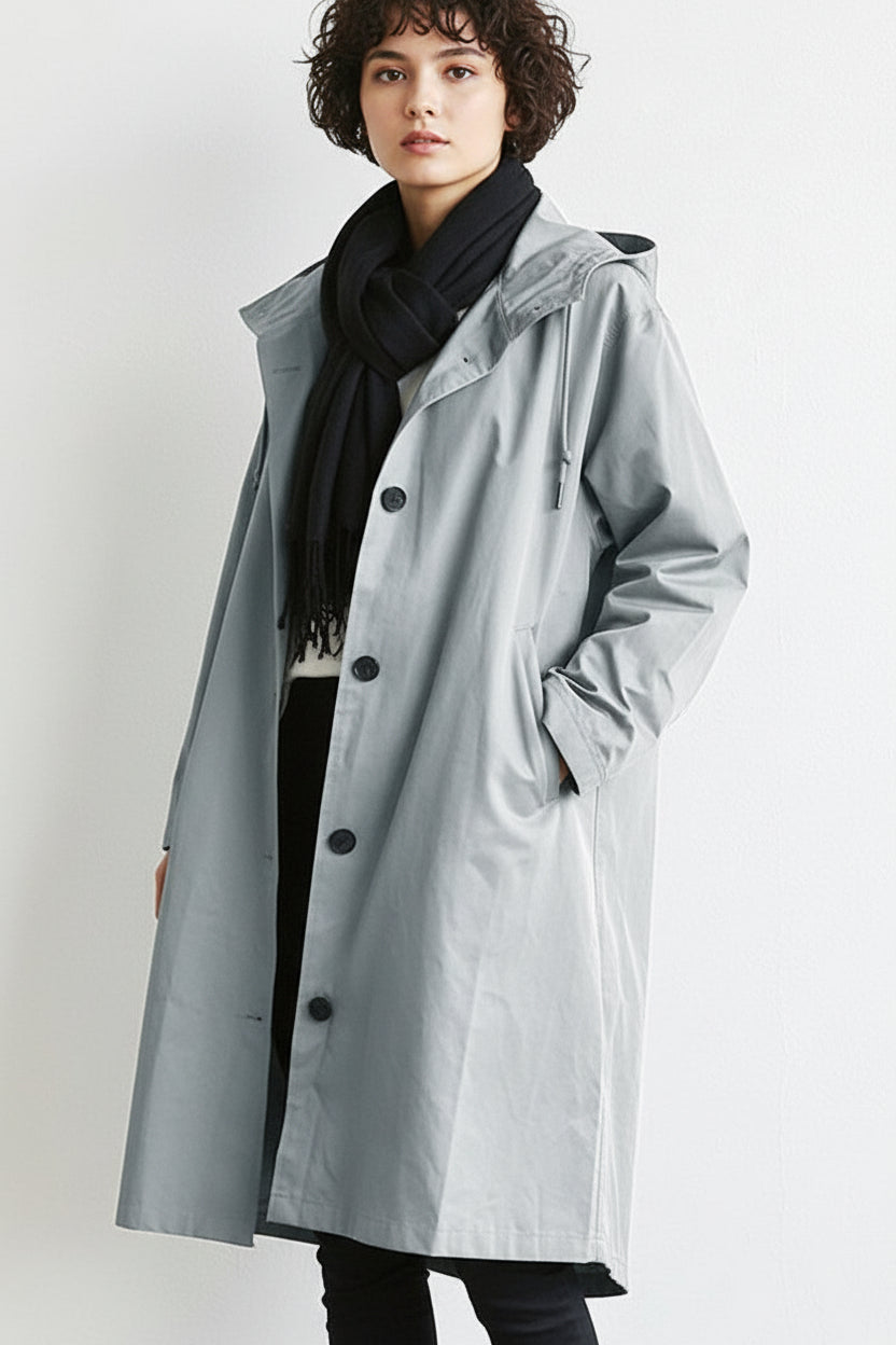 Chubasquero Tipo Trench Impermeable con Capucha - Ligero y Elegante