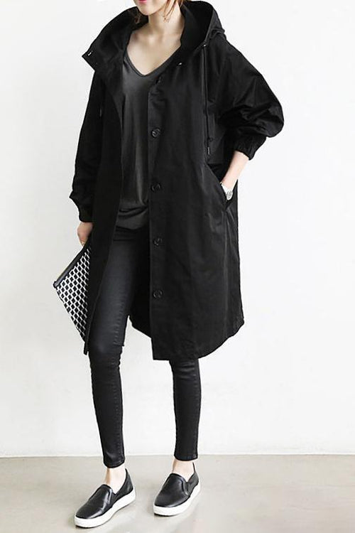 Chubasquero Tipo Trench Impermeable con Capucha - Ligero y Elegante