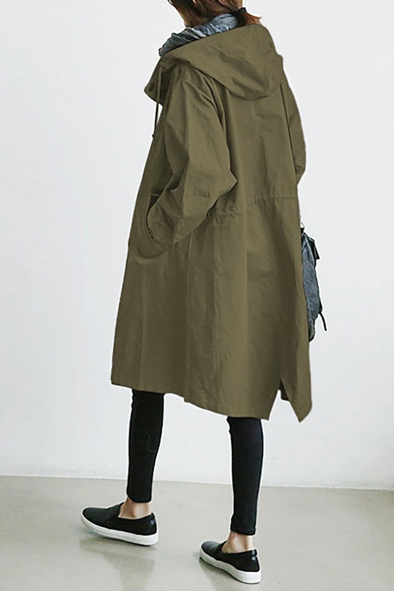Chubasquero Tipo Trench Impermeable con Capucha - Ligero y Elegante