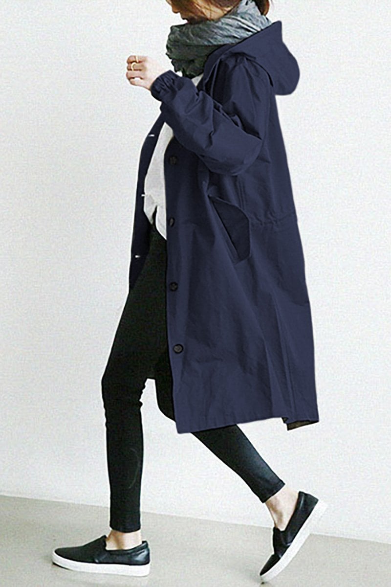 Chubasquero Tipo Trench Impermeable con Capucha - Ligero y Elegante