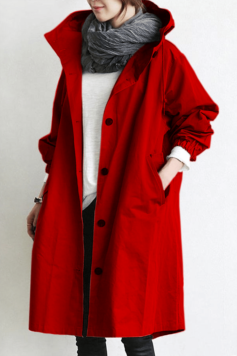 Chubasquero Tipo Trench Impermeable con Capucha - Ligero y Elegante