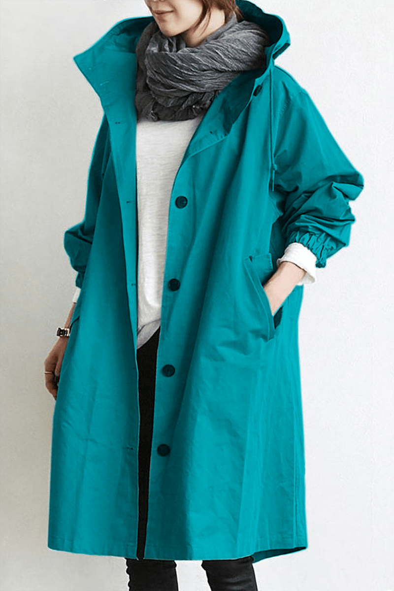 Chubasquero Tipo Trench Impermeable con Capucha - Ligero y Elegante