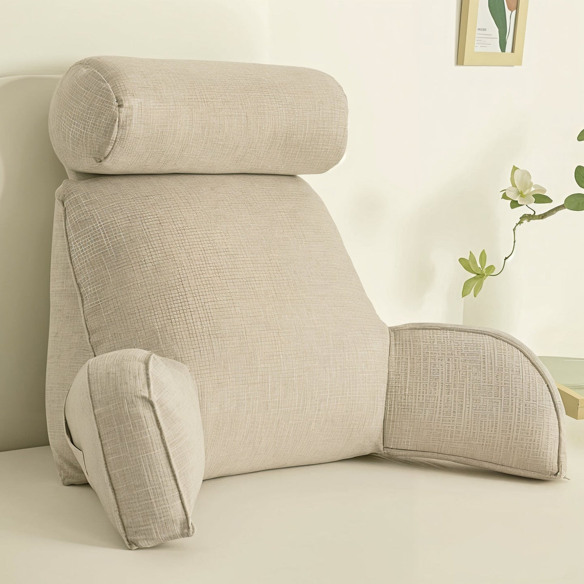 Cojín de apoyo ergonómico con reposacabezas ajustable y funda lavable