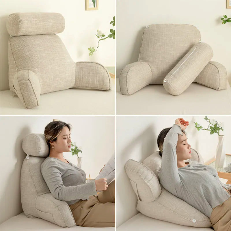 Cojín de apoyo ergonómico con reposacabezas ajustable y funda lavable
