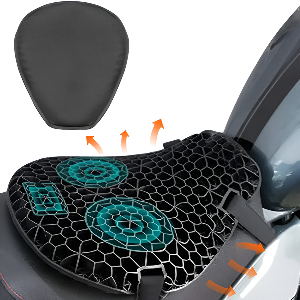 Cojín de gel para asiento de motocicleta para trayectos de larga distancia