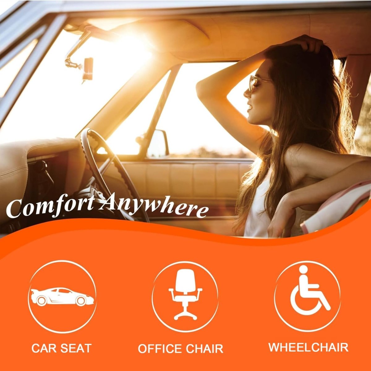Cojín elevador de asiento para coche – Cojín elevador de espuma viscoelástica para mayor altura y comodidad al conducir