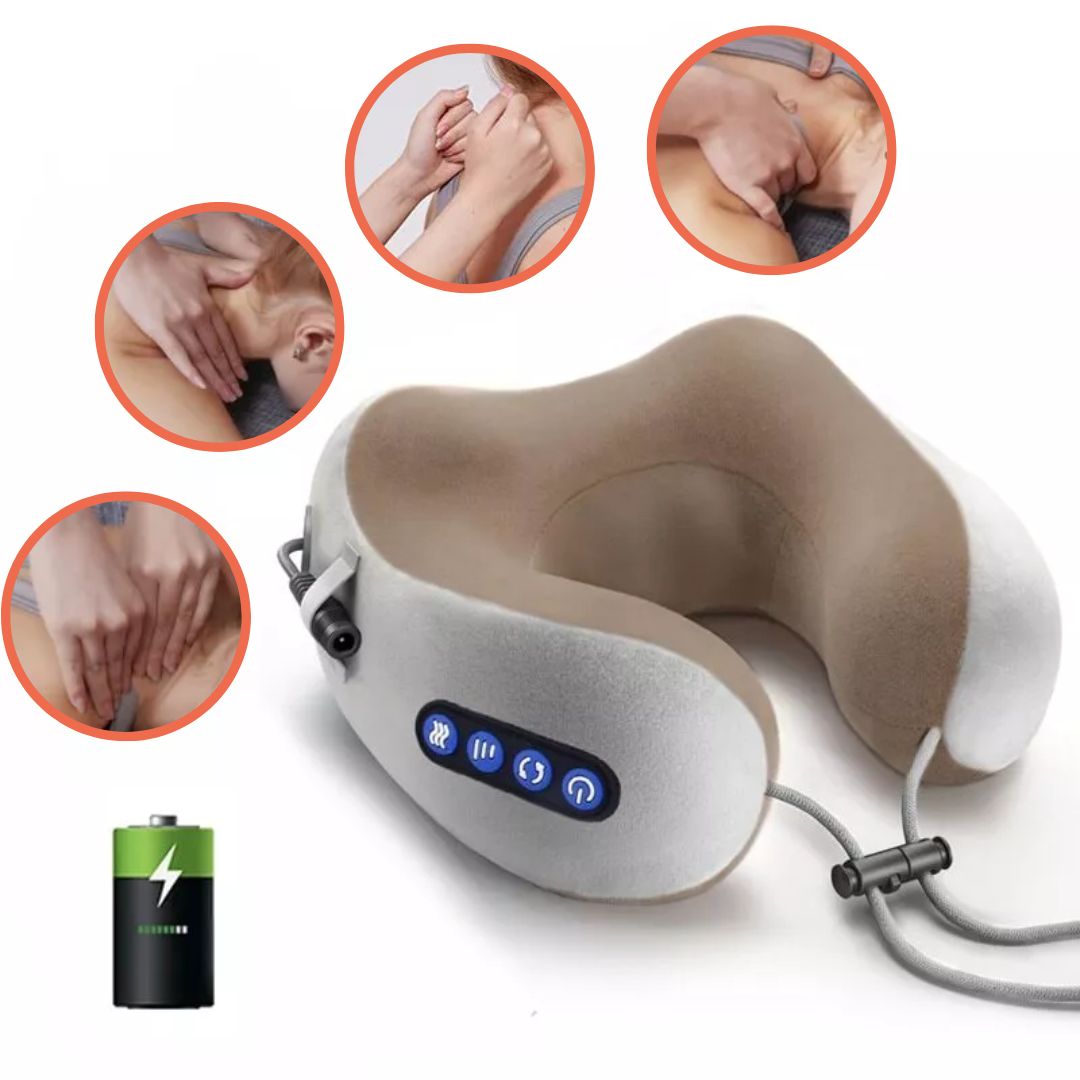 Cojín masajeador Shiatsu con calor – alivio profundo para cuello y hombros | Portátil y recargable