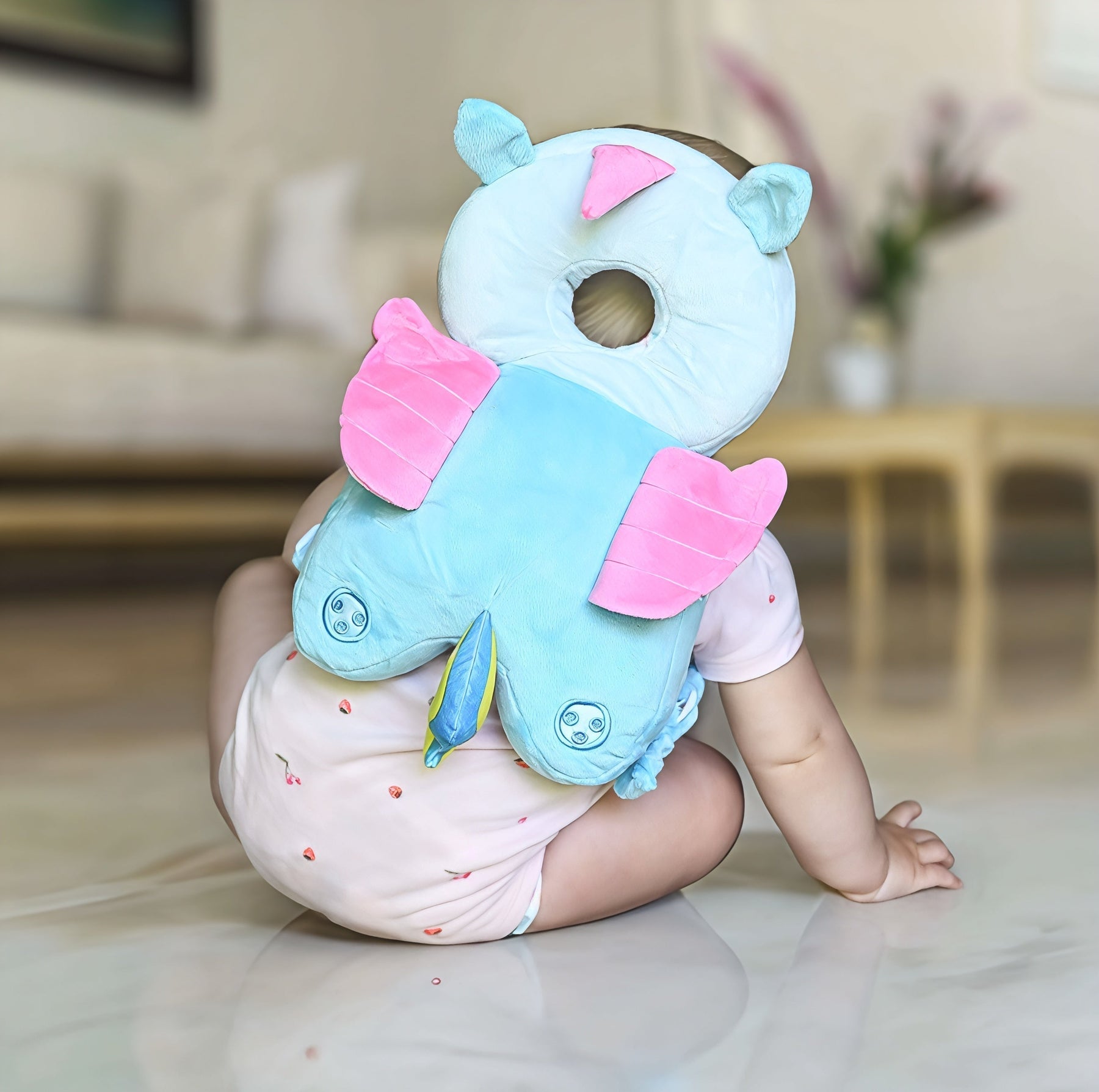 Cojín protector de cabeza para bebé en forma de mochila de seguridad