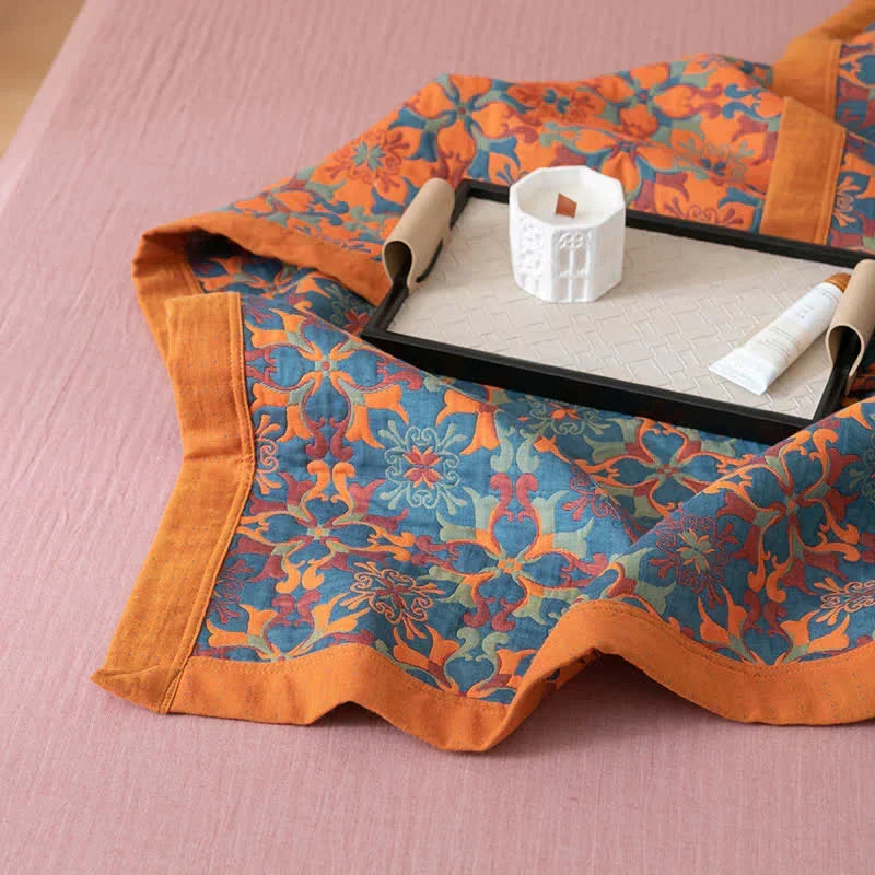 Colcha de algodón de seis capas con estampado azul