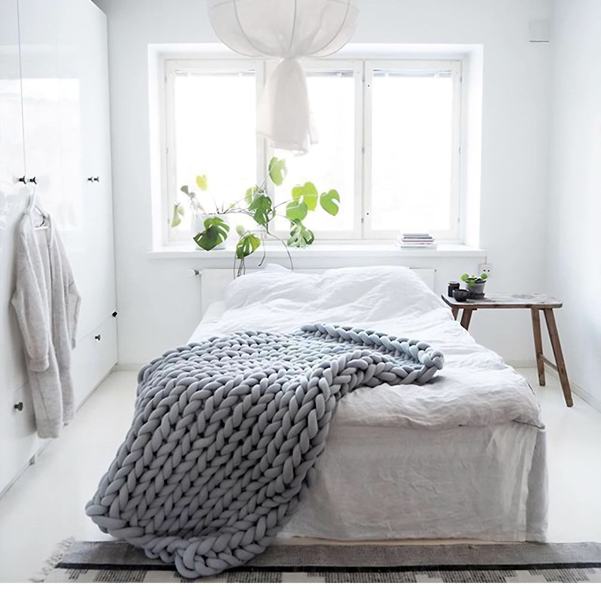 Colcha de punto grueso para sofá o cama