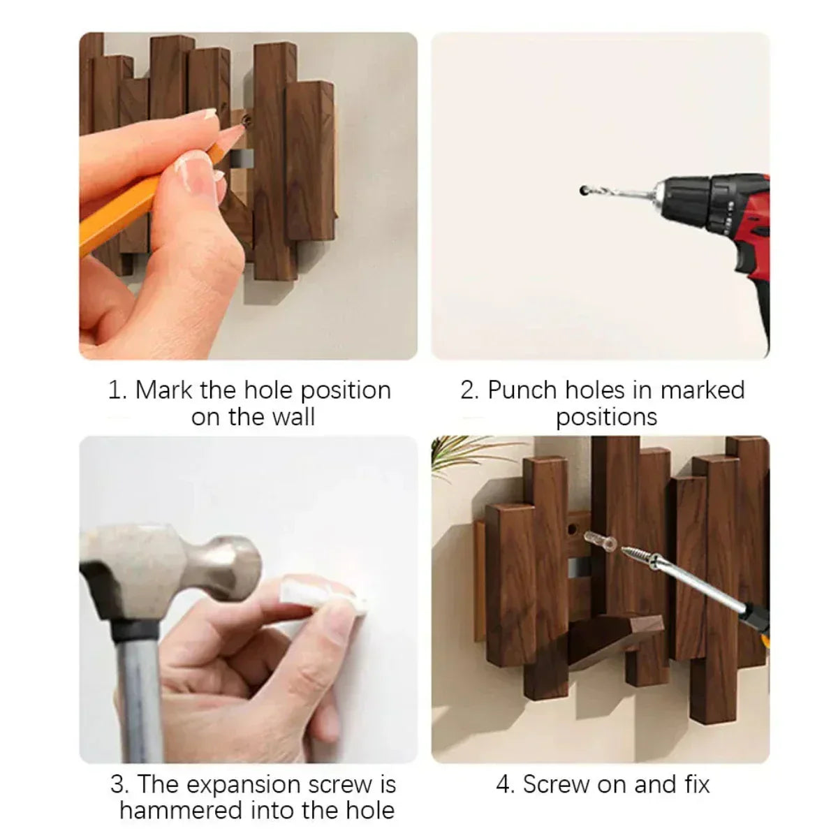 Colgador de pared de madera con diseño de piano