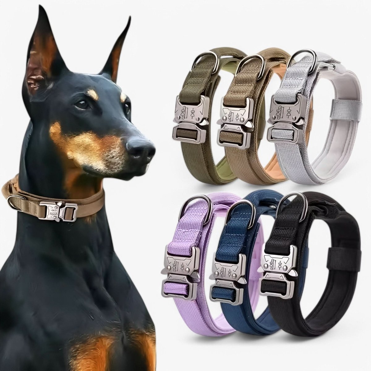 Collar ajustable para perro de nailon resistente, impermeable, con asa ergonómica, para perros medianos y grandes