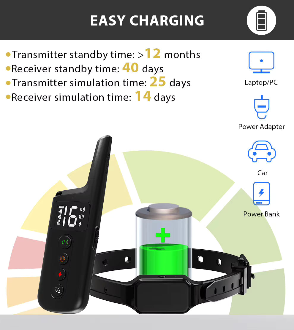 Collar de adiestramiento eléctrico para perros – Control remoto de 500 m, impermeable IPX7, modos de descarga, vibración y sonido
