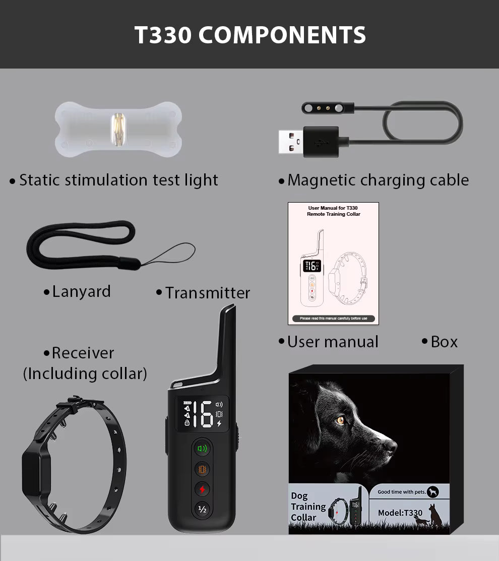 Collar de adiestramiento eléctrico para perros – Control remoto de 500 m, impermeable IPX7, modos de descarga, vibración y sonido